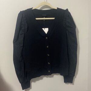 NWT! Who What Wear Black Button Up Sweater